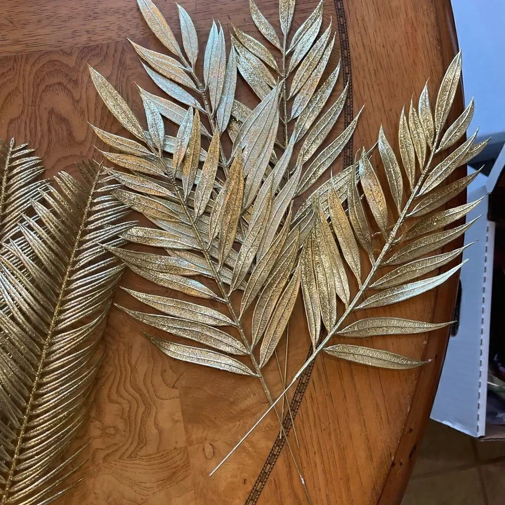 FAUX FOLIAGE Leaves Metallic Side & Glitter Side